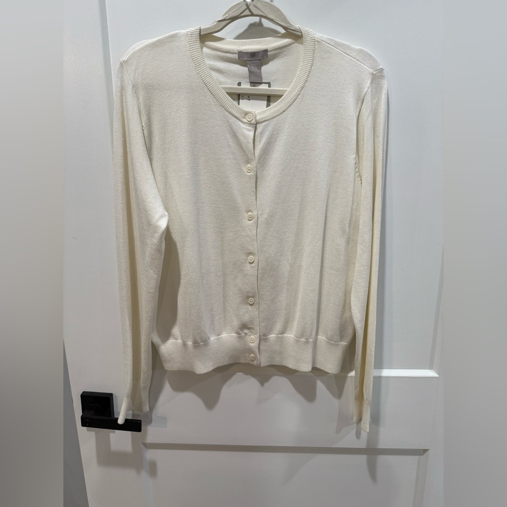 H&M button up cardigan cream off white size XL